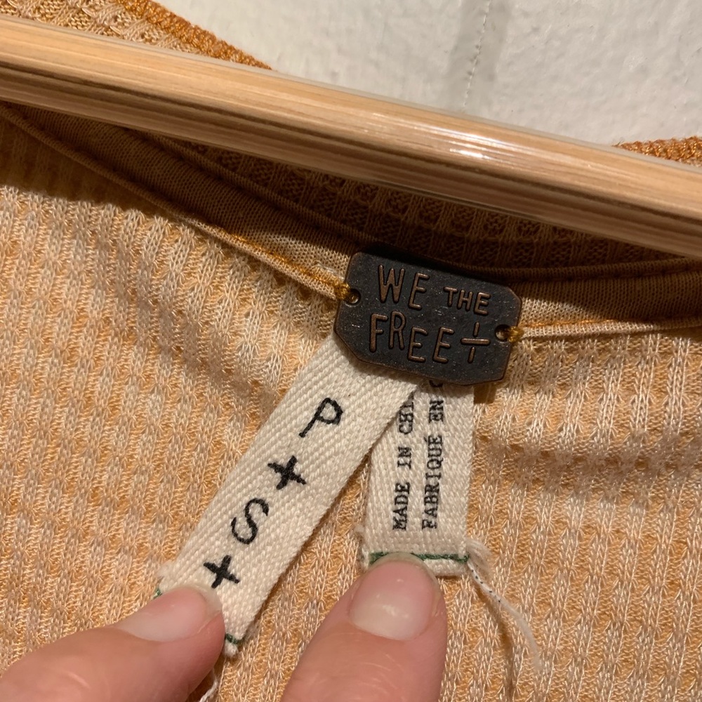 Free People Beige Waffle Hanley Long Sleeve Top - Picture 7 of 8